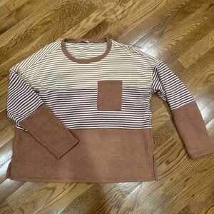 Striped rust and Cream Sweater. Hailey & Co
Small